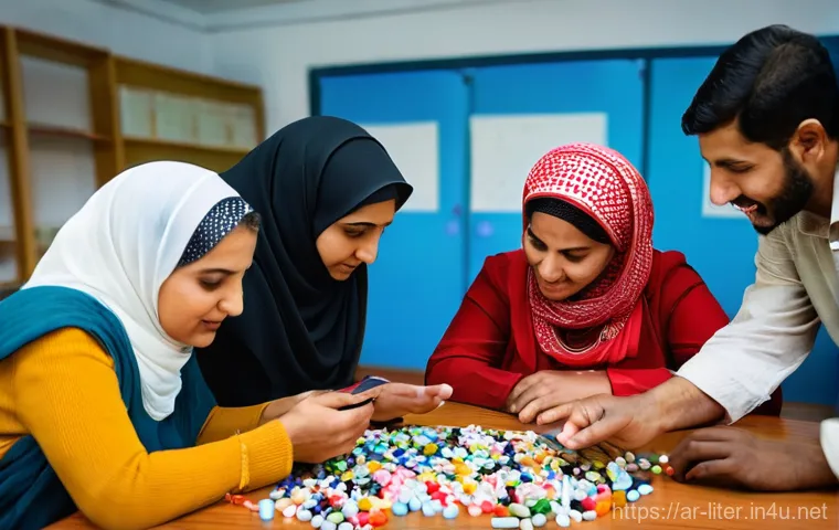 문해교육사와 학습 동기 부여 기법 - An image of an elderly Arab woman, gracefully aged with a kind smile, wearing a traditional headscar...