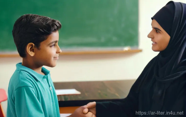 문해교육사로서의 리더십 발휘법 - **Prompt:** A vibrant and inviting adult literacy classroom in an Arab setting. The room is filled w...