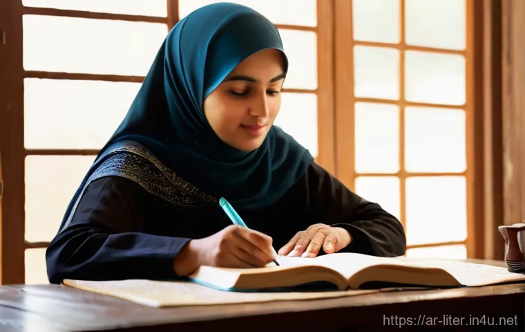 문해교육사와 비문해 학습자 성공 사례 - **"The Dawn of Knowledge in Later Years"**
    *   **Image Description:** A serene, warm-toned indoo...