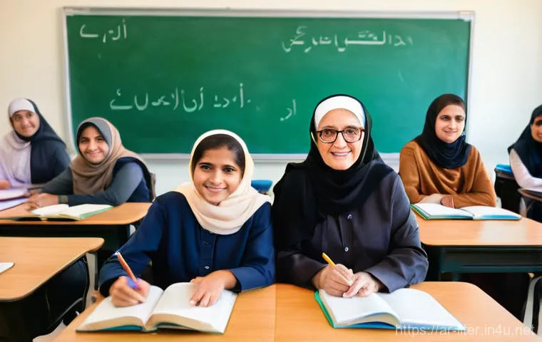 문해교육사와 비문해 학습자 성공 사례 - **The Dawn of Knowledge in Later Years**
    *   **Image Description:** A serene, warm-toned indoor ...