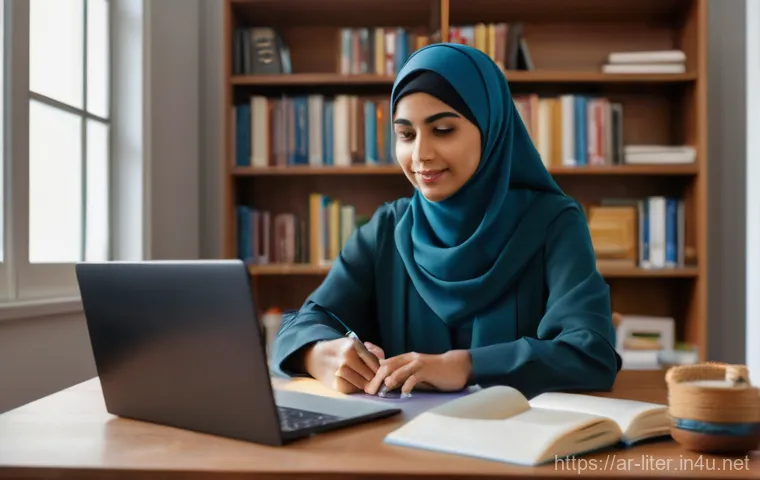 문해교육사 연봉 기준과 평균 - **Prompt:** A warm and inspiring scene inside a bustling community learning center in an Arab city. ...
