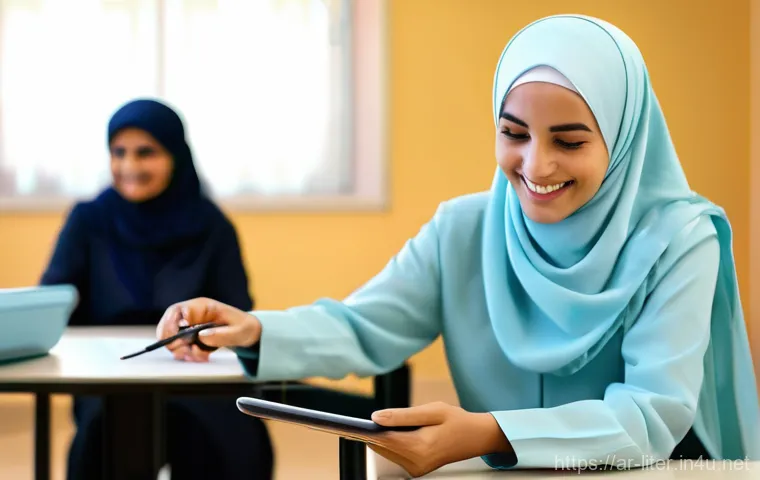 문해교육사와 직무 환경 개선법 - **Prompt 1: "The Dawn of Digital Understanding"**
    A heartfelt, warmly lit scene in a comfortable...