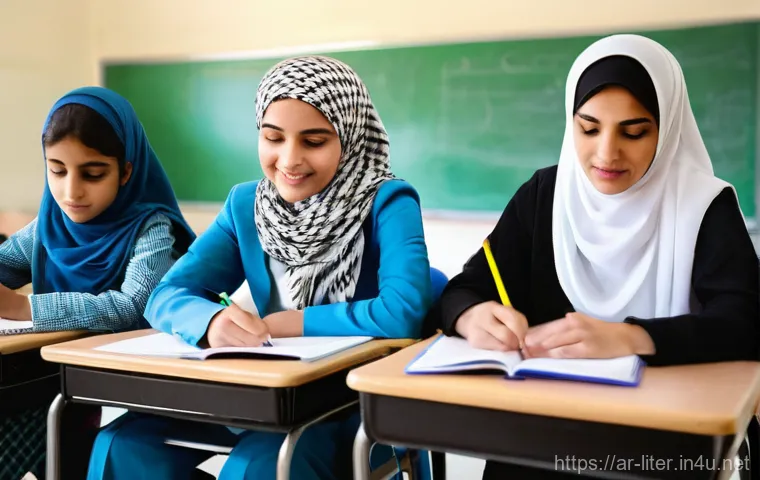 문해교육사와 연봉 협상 성공담 - Generational Literacy in an Arab Household**

A heartwarming, realistic scene depicting an elderly A...