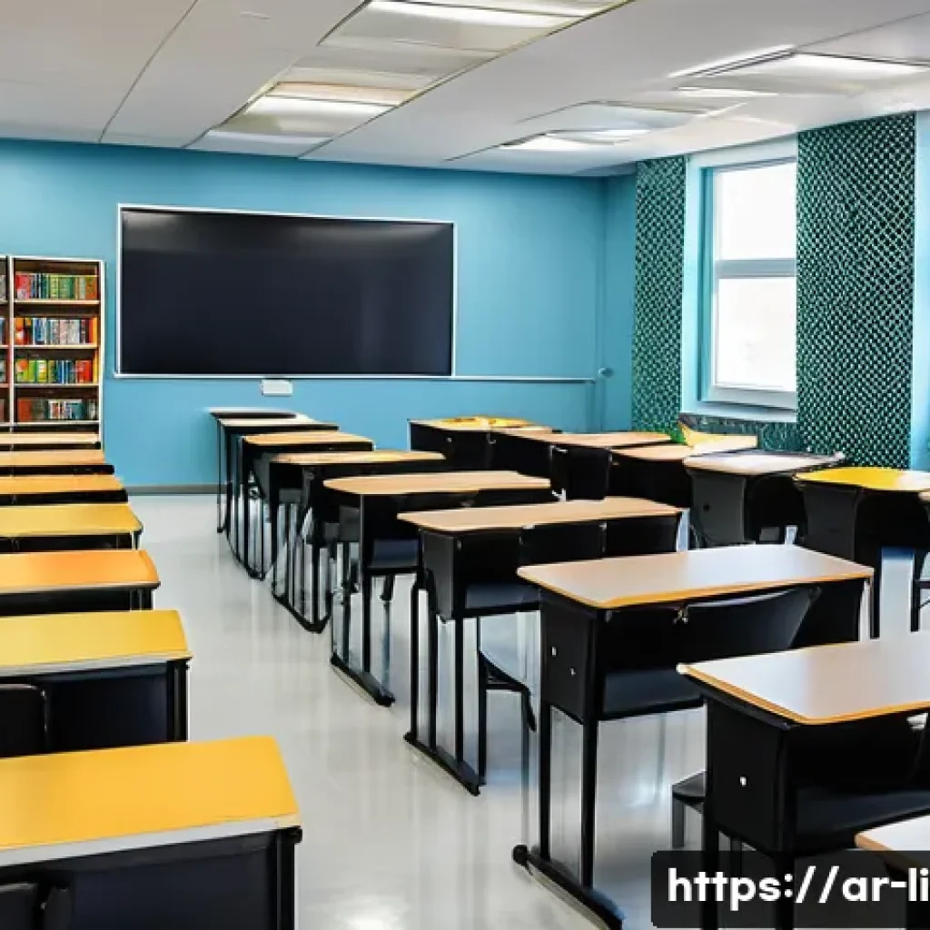 문해교육사 수업 운영 팁 - A bright, organized adult literacy classroom in an Arabic cultural setting, featuring neat rows of d...