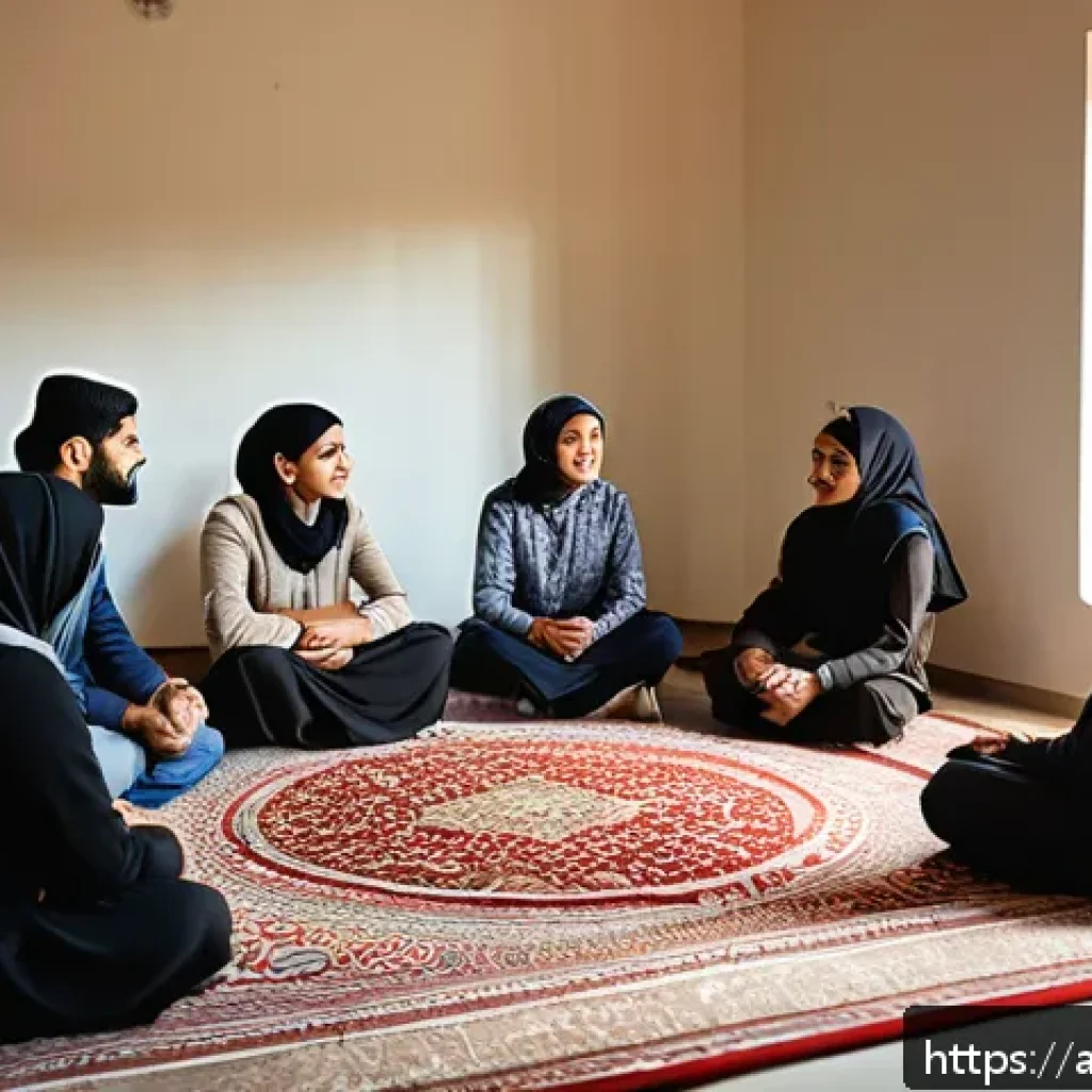 문해교육사로서의 학습 목표 달성법 - A warm, inviting classroom scene in a Middle Eastern setting, featuring diverse adult learners sitti...